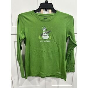 Life‎ is Good Women's Holiday Snowman Long Sleeve T-Shirt M